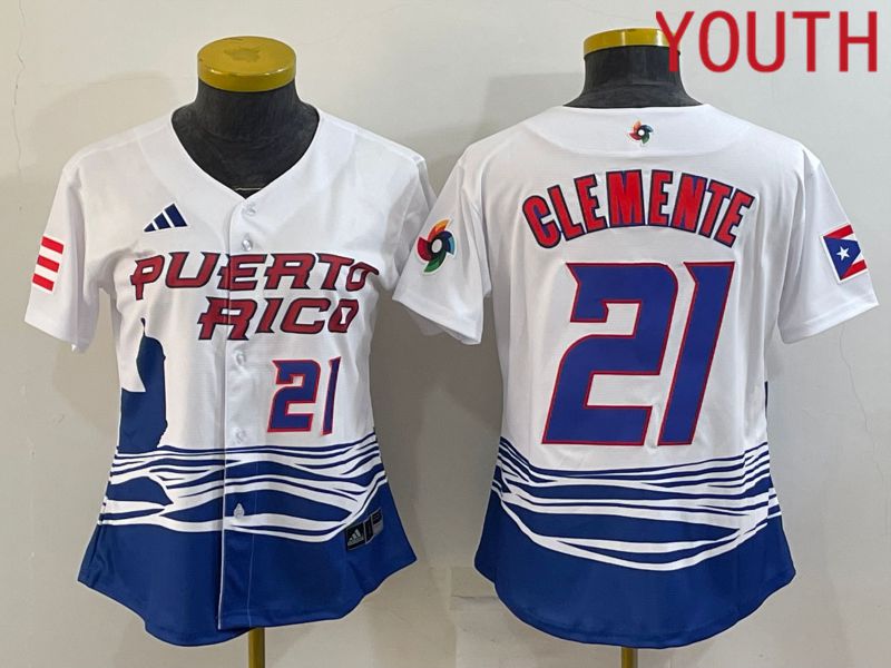 Youth 2023 World Cub Puerto Rico #21 Clemente White MLB Jersey4